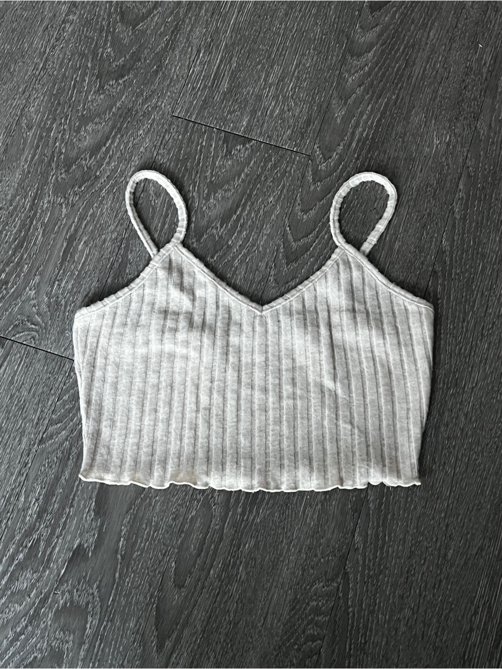 Ribbed V-Neck Crop Cami Top - White